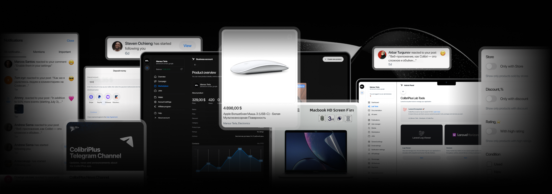 Marketplace, Jobs, Business Accounts, Admin-Panel & More... - Everything beyond the basics — from real-time features to business tools, monetization, and full admin control